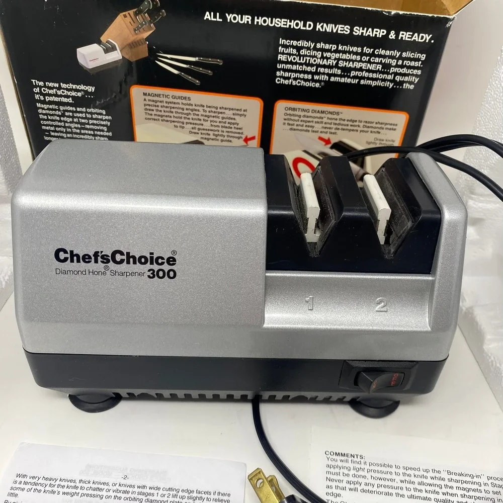 Vtg 90's Chef's Choice Knife Sharpener Diamond Hone 300 Platinum Made in USA